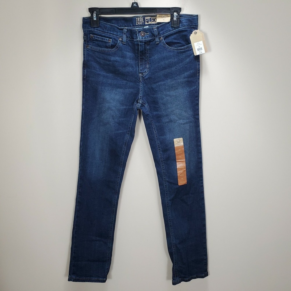 True Craft Flex slightly Tapered Slim Leg boys‎ sz 14 blue jeans